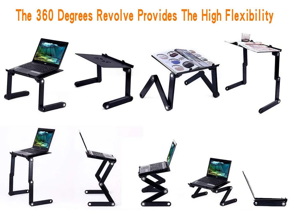 Adjustable Laptop Desk Stand Cooler fan Portable Ergonomic Lapdesk For Bed Sofa PC Notebook Table Desk With Mouse Pad Aluminum