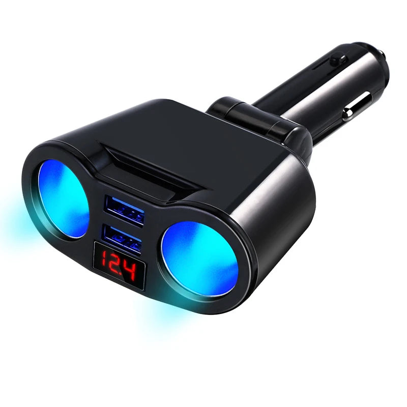 QC3.0 Car Charger 12V Dual USB LED Display  Fast Charging 120° Rotation Cigarette Lighter Sockets Power Adapter For Phone Tablet