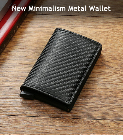 Rfid Aluminum Men Wallet Card Holders Purse Carbon Fiber Men Business Slim Thin Smart Wallet Credit Cardholder Case Note Holder