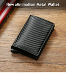 Rfid Aluminum Men Wallet Card Holders Purse Carbon Fiber Men Business Slim Thin Smart Wallet Credit Cardholder Case Note Holder