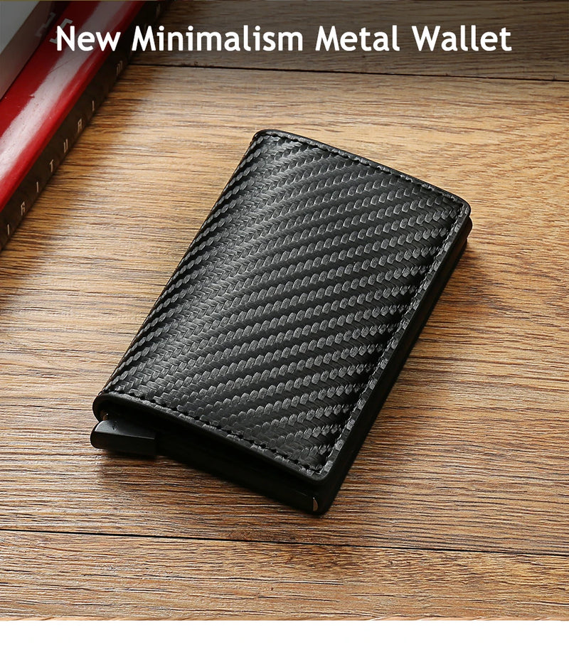 Rfid Aluminum Men Wallet Card Holders Purse Carbon Fiber Men Business Slim Thin Smart Wallet Credit Cardholder Case Note Holder