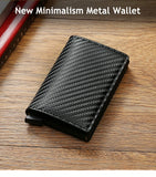 RFID Aluminum Men Wallet Card Holders Purse Carbon Fiber Men Business Slim Thin Smart Wallet Credit Cardholder Case Note Holder