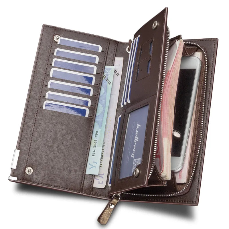 Custom Photo Engraved Wallet Long Section Leather Men Wallets Quality Zipper Large Capacity Big Brand Luxury Wallets For Men