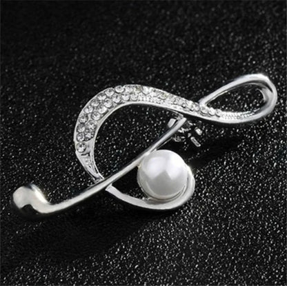 Musical Signs Crystal Brooches Simulated Pearl Brooch Lapel Pins Music Note Brooches Singer Party Concert Jewelry Gifts