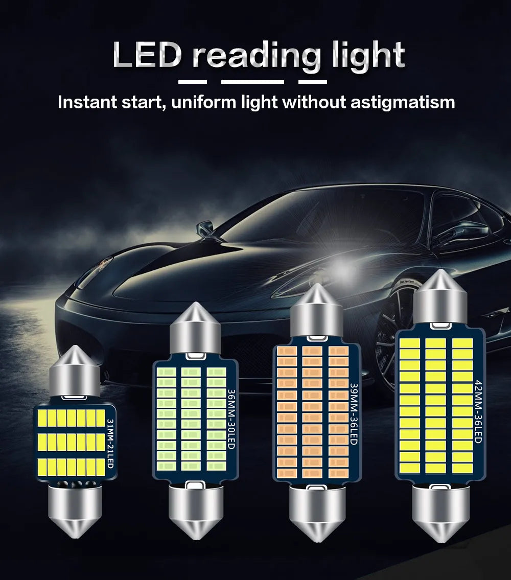 1pcs Festoon 31mm 36mm 39mm 42mm Car interior lights ceiling light License Plate Lamp Internal reading light Map light Dome lamp