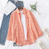 Casual Women's Plaid Shirt 2025 Spring Autumn New Ladies Loose Blouse and Tops Female Long Sleeve Shirts Fresh Checked Clothes