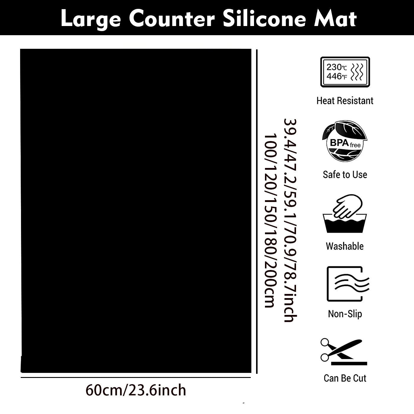 Silicone Mat Countertop Protector Mega Size Multipurpose Non-skid 60cm Table Pad Kitchen Stove Induction Anti Static Placemats