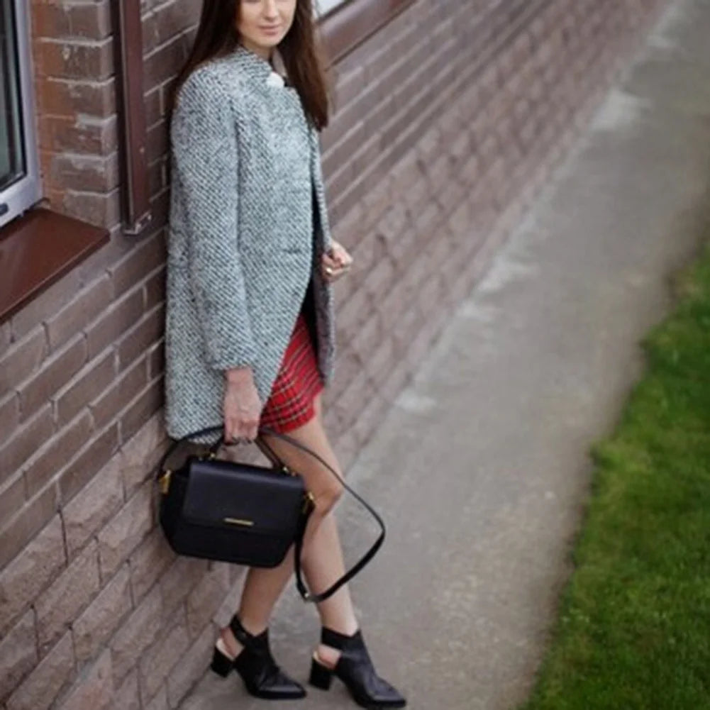 HOT!! Autumn Winter Women Coat Slim Fits Cardigan Warm Thicken Woolen Midi Coat warm woolen coat women long coat winter