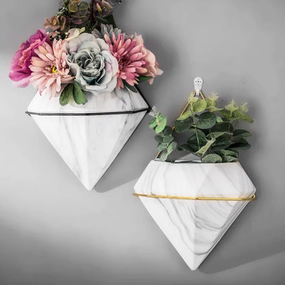 Maceta con diseño de mármol, flor para colgar en pared, planta Artificial creativa, maceta seca, maceta de cerámica