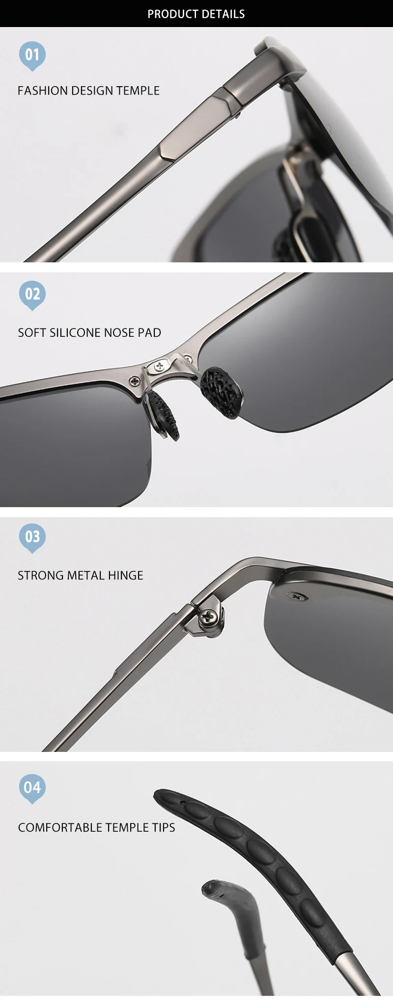 Fashion Half Frame Photochromic Sunglasses Men Women Classic Chamelon Polarized Sun Glasses Male Vintage Fishing Driving Shades