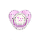 Chupete morado metalizado con tapa, chupete de silicona sin BPA, nombre con inicial, chupete mordedor, regalo para baby shower 