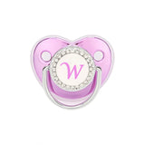Metallic Purple Baby Pacifier with Cap, BPA Free Silicone Pacifier, Initial Letter Name, Dummy Teether, Baby Shower Gifts 