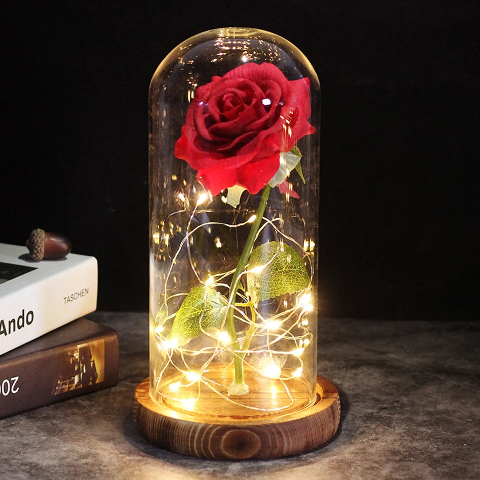 Envío directo de flores artificiales Galaxy Rose, La Bella y la Bestia, decoración de boda, regalo creativo para el Día de San Valentín, regalo para la madre.