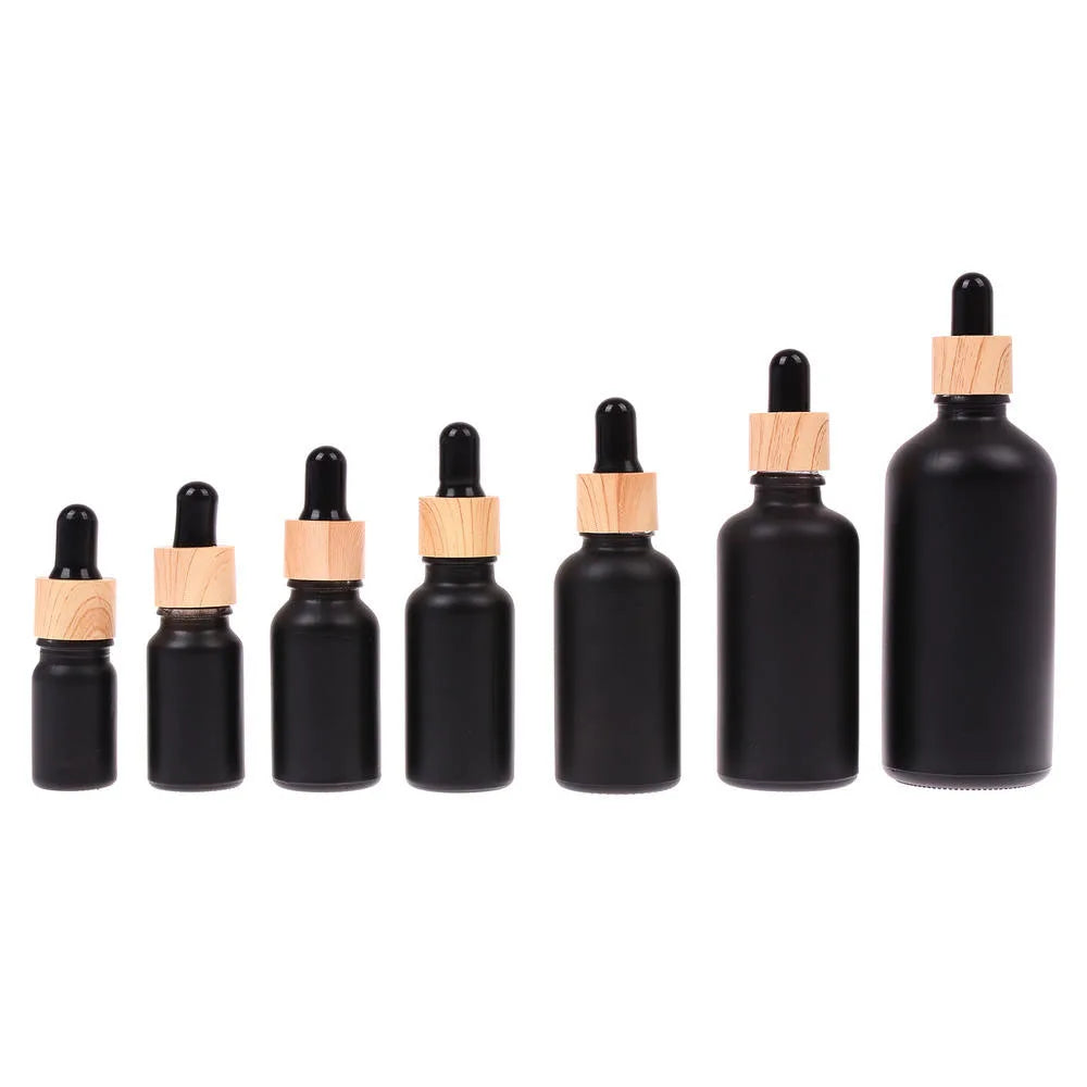 5/10/15/20/30/50/100ml Dropper Empty Bottle Refillable Frosted Black Glass Squeeze Wholesale Bulk For Essential Oil Aromatherapy