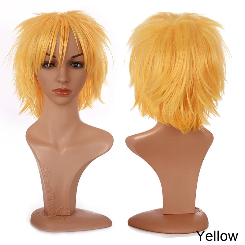 BENIHAIR Synthetic Wig Cosplay Wig White Red Green Blue Pink Yellow Hair Short Layered Wig Fake Hair Extension Men Women Party Wig