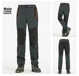 LNGXO Thick Warm Fleece Hiking Pants Men Winter Waterproof Windproof Outdoor Soft Shell Rain Trousers Trekking Camping Ski Pants