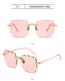 3PCS Square Rimless Sunglasses Women Luxury Brand Designer Summer Red Glasses Fashion Sun Glasses For Men UV400 Shades Oculos