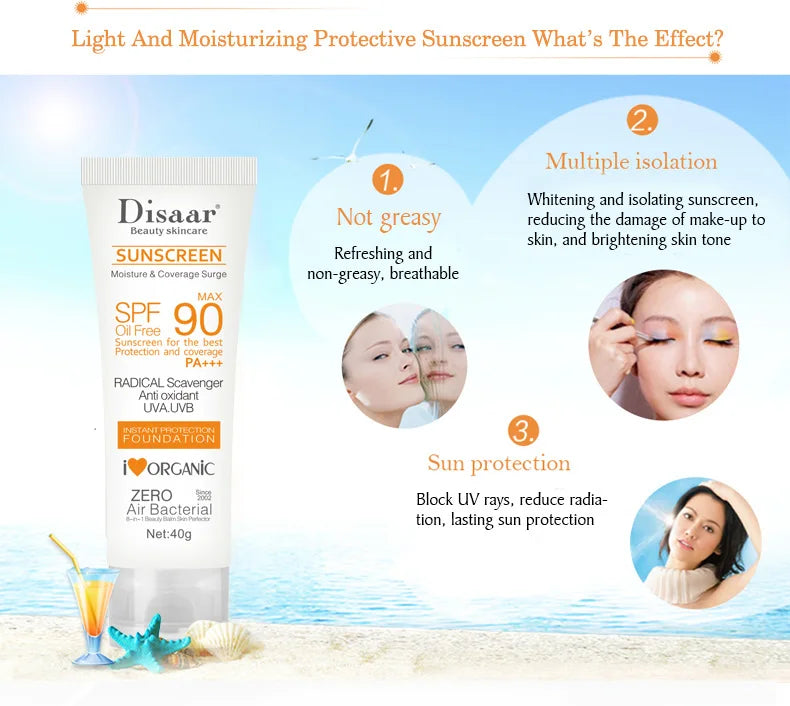 Facial Body Sunscreen Whitening Sun Cream Sunblock Skin Protective Cream Anti-Aging Oil-Control Moisturizing SPF90 Face