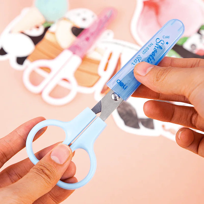 Students Scissors Art Scissors Safety Manual DIY Tools Cartoon Puzzle Cutting Paper-Cut Scissors School Kids Supplies