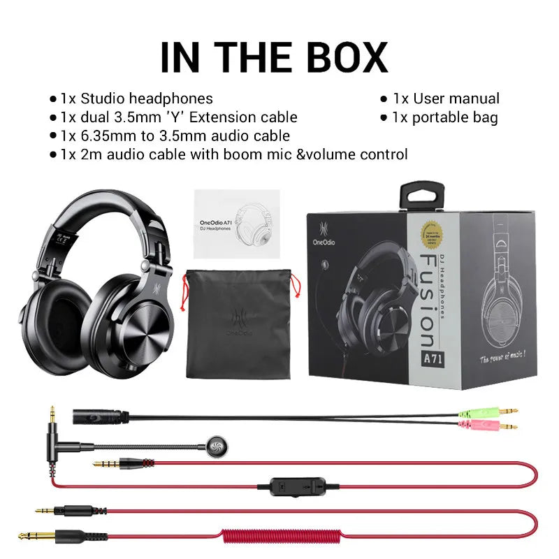 Oneodio A71 Wired Over Ear HiFi Headphones With Mic Studio DJ Headphone Professional Monitor Recording Mixing Headset For Gaming