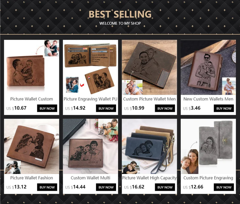 Picture Wallet Fashion Casual Short PU Frosted Multi-Card DIY Wallets Customized Engraving Photo Simple Purse For Men