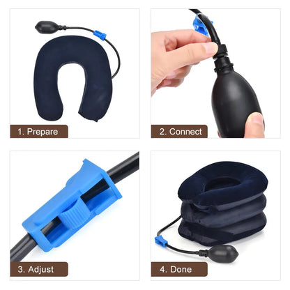 Collarín cervical inflable con tracción cervical, soporte para tractor, almohada de masaje, alivio del dolor, relajación, cuidado de la salud, camilla para cuello y cabeza.