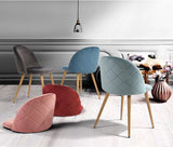 A Set of 4 Dining Chairs With Soft Velvet and Metal Legs, Suitable for Kitchen, Dining Room, Living Room, Lounge (Pink/Green/Blue)