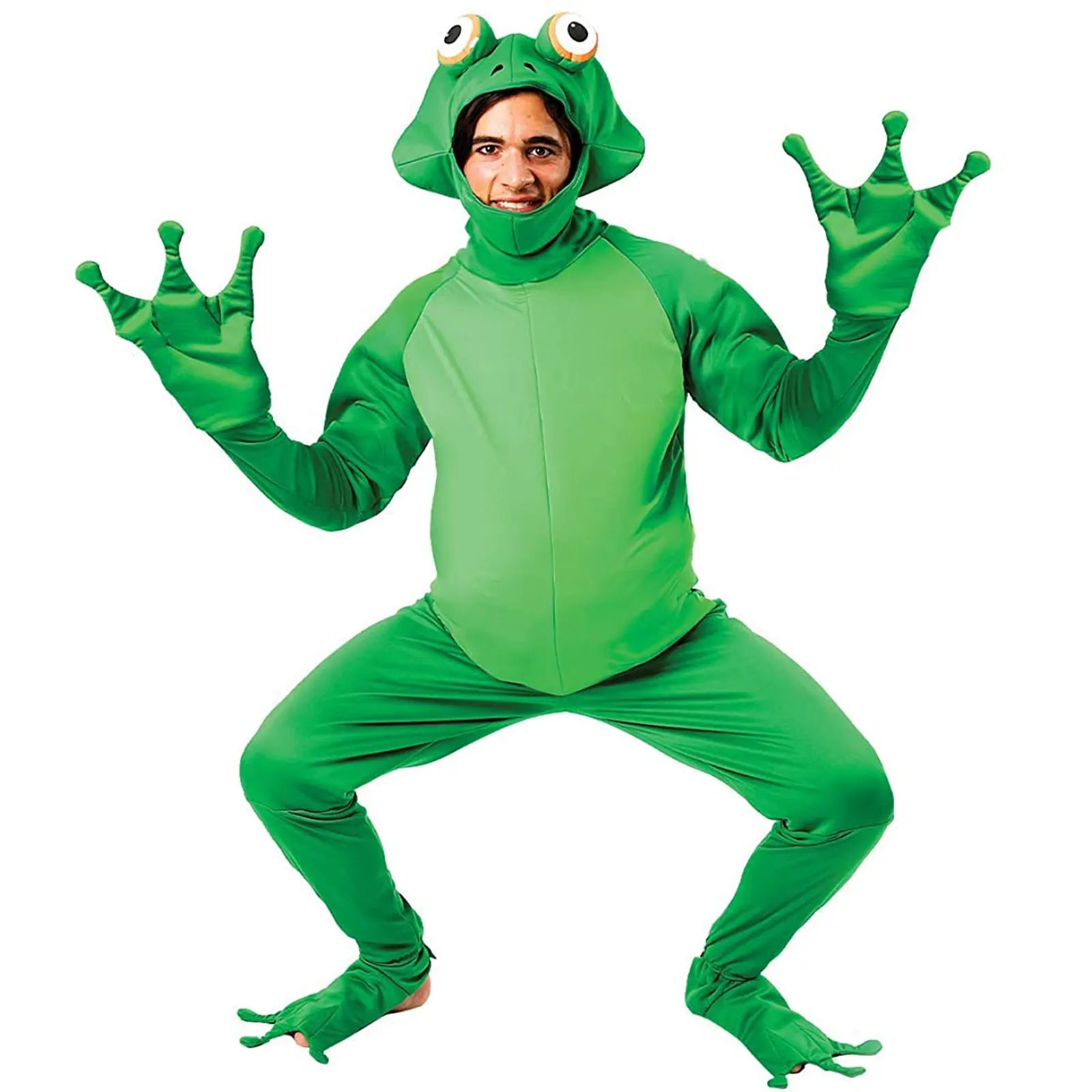 Unisex Funny Frog One Piece Cosplay Costume Novelty Adult Animal Halloween Cosplay Party Jumpsuit Outfit Plus Size Oversize Clo