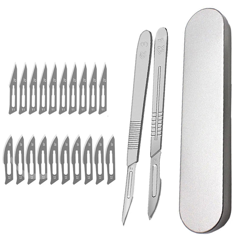 Carbon Steel Carving Metal Scalpel handle 11# 23# Engraving Craft knive Non-Slip Surgical Scalpel Knife Paper Cutting Tool Knife