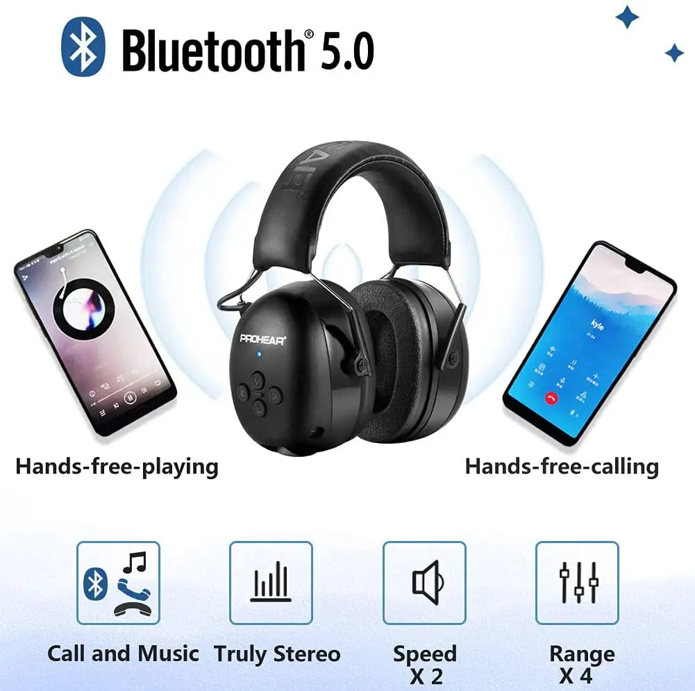 ZOHAN Electronic Headphone 5.0 Bluetooth Ear Muffs Hearing Protection Headphones for Music Safety Noise Reduction Charging