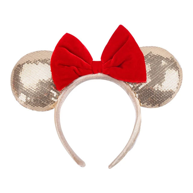 Diadema con orejas de Minnie y lazos grandes de Disney, ideal para disfraz de cosplay, de peluche, para adultos y niños. 