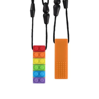 Collar sensorial para masticar, paquete de colgante de silicona para masticar, juguete de entrenamiento y desarrollo para bebés en dentición, autismo y ansiedad.
