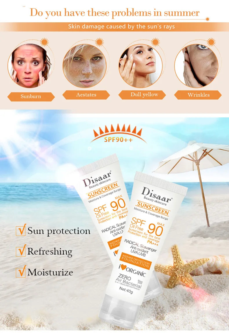 Facial Body Sunscreen Whitening Sun Cream Sunblock Skin Protective Cream Anti-Aging Oil-Control Moisturizing SPF90 Face