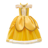 2025 Cosplay Belle Princess Dress Girls Dresses For Beauty and beast Party Clothing Magic stick crown Costume 3-12Y
