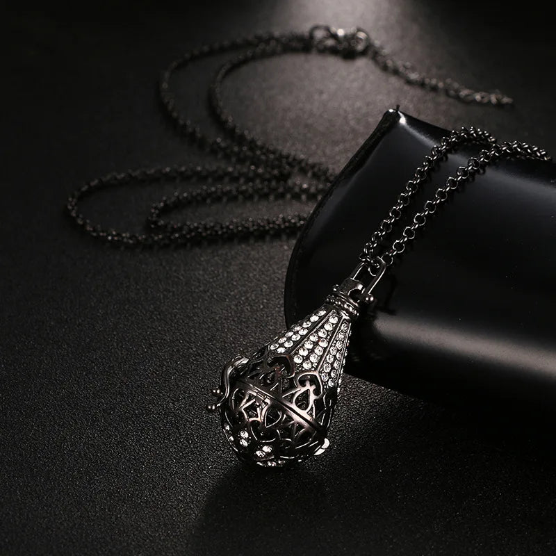 Mexico Music Ball Hollow Zircon Pendant Vintage Perfume Locket Necklace Aromatherapy Diffuser Sweater Chain For Women Jewelry