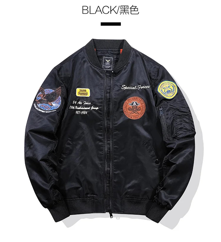 New MA1 men jacket Embroidered Outwear Pilot flight Slim fit patch jackets Autumn thin jacket And Winter warmcoat Motorcycle jac