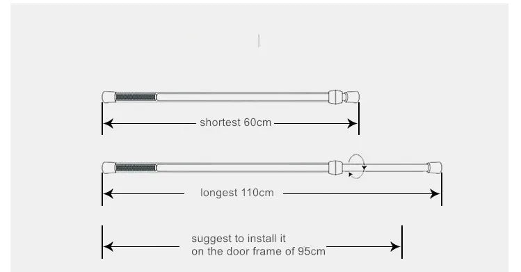 Barras de cortina de plástico extensibles para puerta, multifunción, fáciles de usar, ajustables, de 60 a 110 cm.