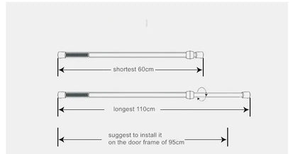 Barras de cortina de plástico extensibles para puerta, multifunción, fáciles de usar, ajustables, de 60 a 110 cm.