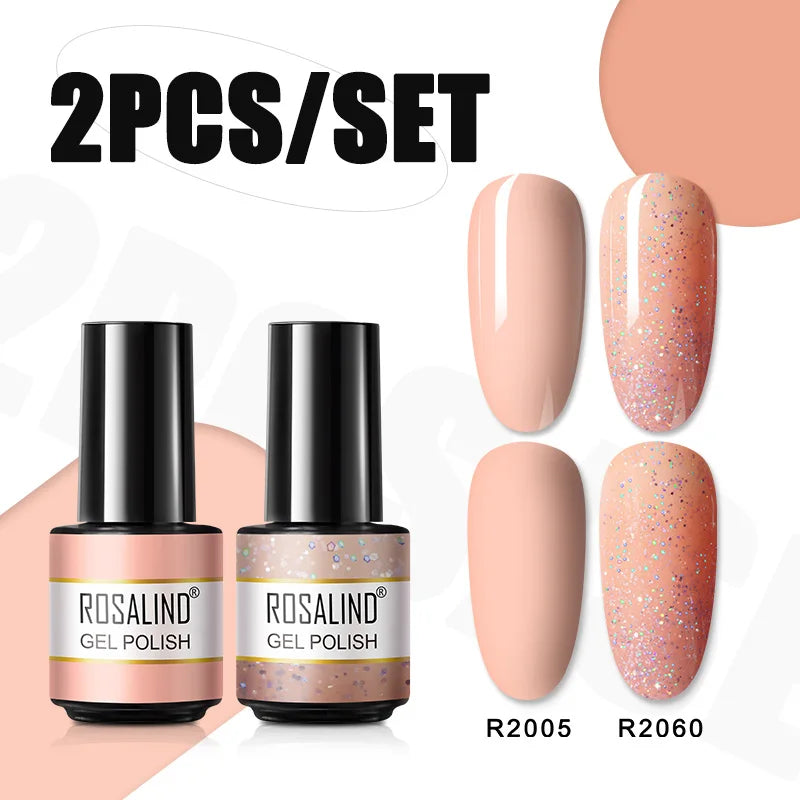 ROSALIND Nail Gel Manicure Set Hybrid Varnish Kit For Nails Art UV Lamp Semi Permanent Nail Gel Polish Set With Good Pack