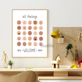 Feelings Thermometer With Coping Skills Art Prints Emotions Chart Poster Kids Mental Health Art Canvas Painting Classroom Decor