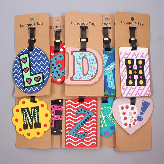 Newest Cute 26 Letters Luggage Travel Accessories Tag Silica Gel Suitcase ID Address Holder Baggage Boarding Tag Portable Label