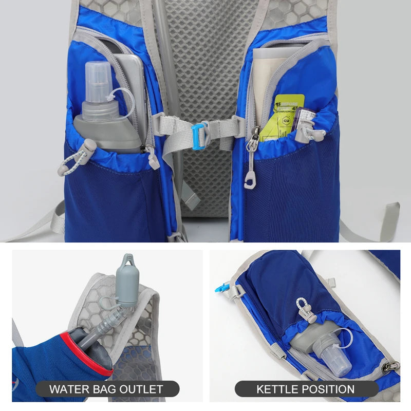 Mochila ultraligera de 5 l para correr en senderos al aire libre, chaleco de hidratación para correr, bolsa transpirable para ciclismo de maratón, botella de agua de 500 ml.