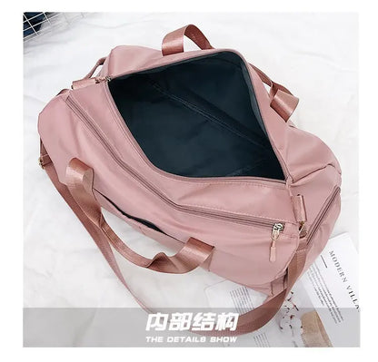 Outdoor Waterproof Nylon Sports Gym Bags Men Women Training Fitness Travel Handbag Yoga Mat Sport Bag with shoes Compartment