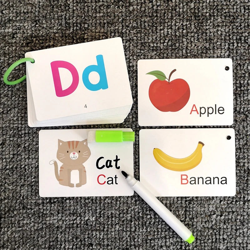 Flashcards com Primeiras Palavras para Crianças, Alfabetos, Cartões de Animais ABC, 1 Caneta, Aprendizagem Precoce, Brinquedos Educativos, Presentes para Crianças, 27