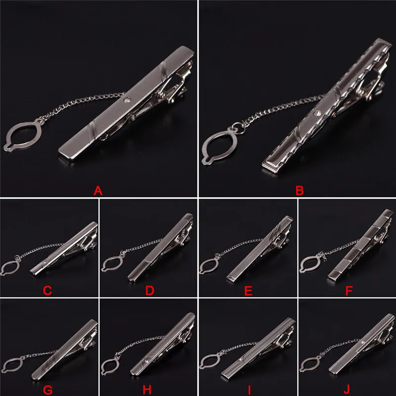 Clip de corbata de metal nuevo para hombre, broche de corbata de boda, broche de corbata de caballero, alfiler de corbata de cristal para accesorios de hombre, joyería.