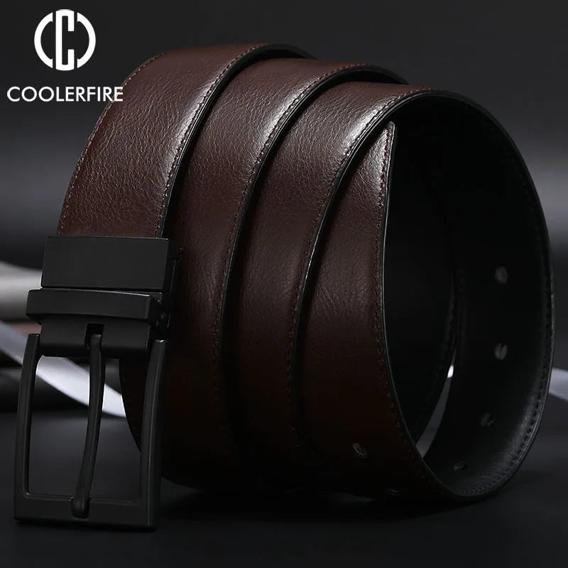Men Belt Business Dress Belts for Men  Genuine Leather Belt Reversible Buckle Brown and Black Fashion Work Casual HQ111