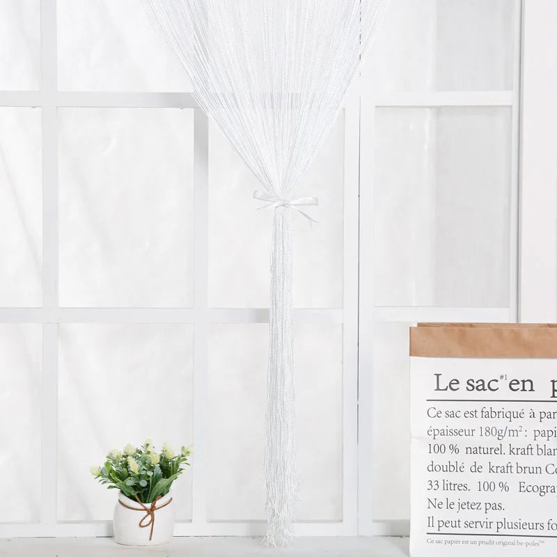 Cortinas de hilo de 100 cm x 200 cm, divisor de cinta, persiana para sala de estar, puerta, pared, ventana, panel, cortina con borlas