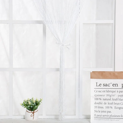 Cortinas de hilo de 100 cm x 200 cm, divisor de cinta, persiana para sala de estar, puerta, pared, ventana, panel, cortina con borlas