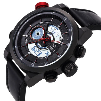 2024 NEW AMST Luxury Brand Men's Quartz LED Watches Men Fashion Casual Sports Clock Genuine Leather Military Wrist Watch
