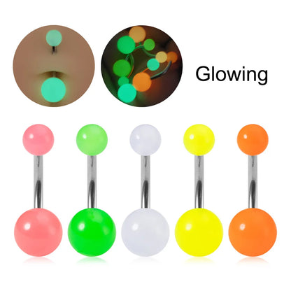 5Pcs 14G Navel Piercing Jewelry Set Sexy Colorful Acrylic Belly Piercing for Women 316L Surgical Steel Bar Belly Button Rings